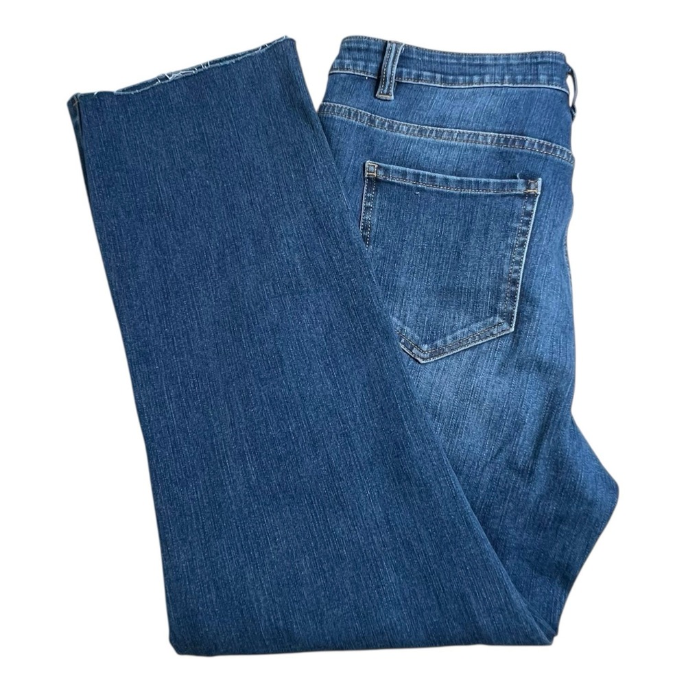 Soft Surroundings Womens 10 Raw Hem Bootcut Dark Wash High Rise‎ Jeans Stretch